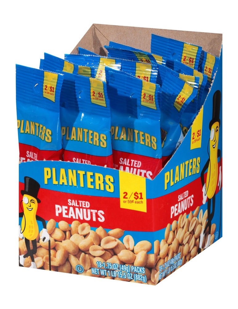 Planters Salted Peanuts, 1.75 Oz Pack, 18 Packs Per Box