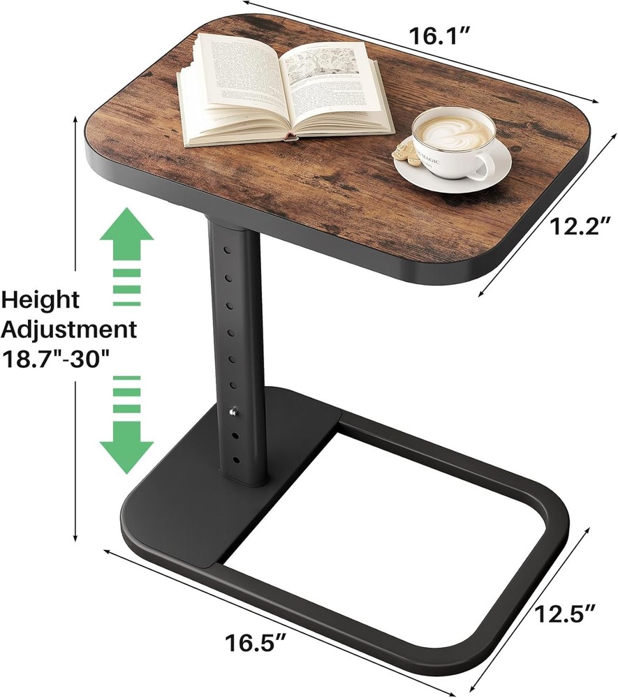 TV Tray Table Adjustable Height & Flip-Top & Rounded Metal Corners Snack Table