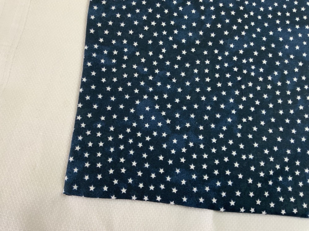 Vintage Patchwork Quilt Table Topper, Four Patch, Early Calico Prints, Blue, Red