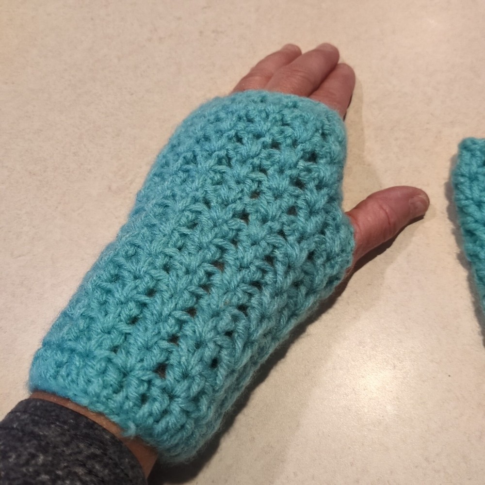 Handmade Crocheted Handwarmer Aqua NEW
