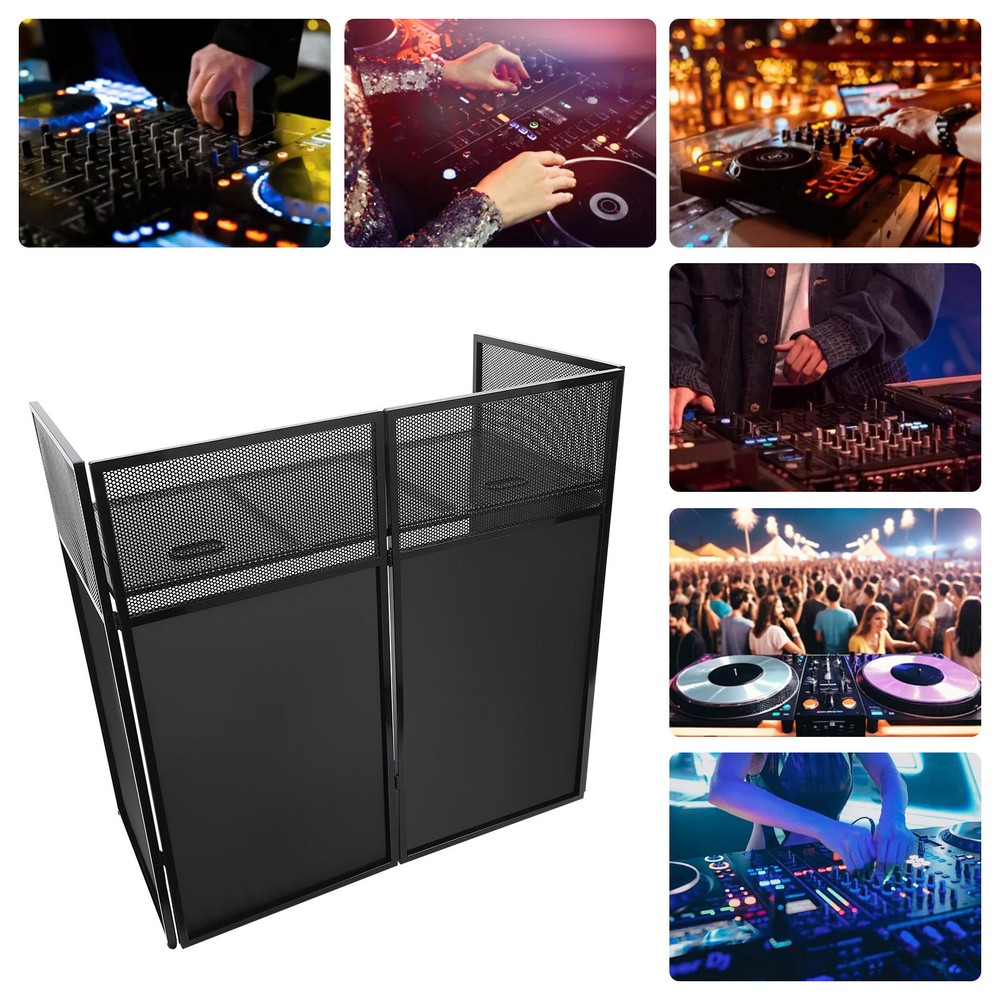 Portable DJ Event Booth Facade Foldable Controller Stand DJ Display Stand Black