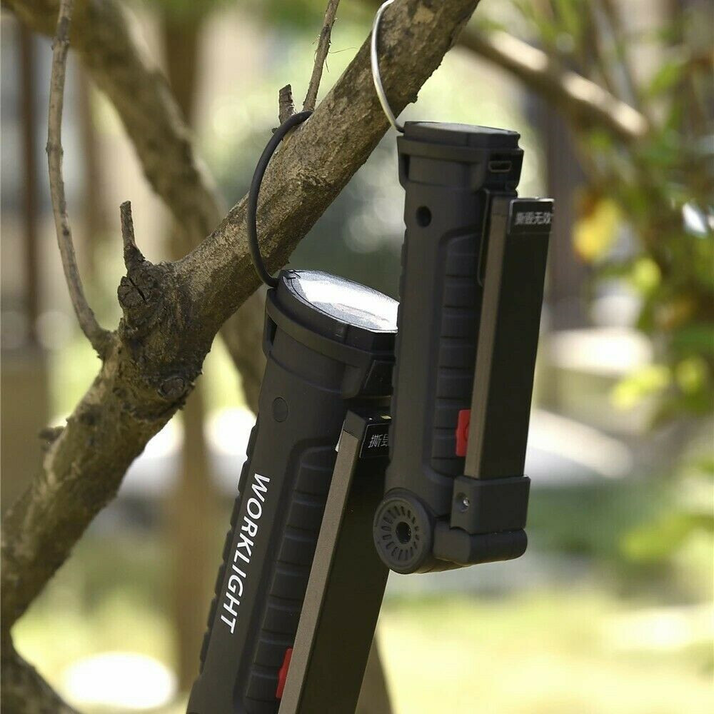 2PCS USB Rechargeable LED Work Light with Magnetic Base & Folding Torch Design