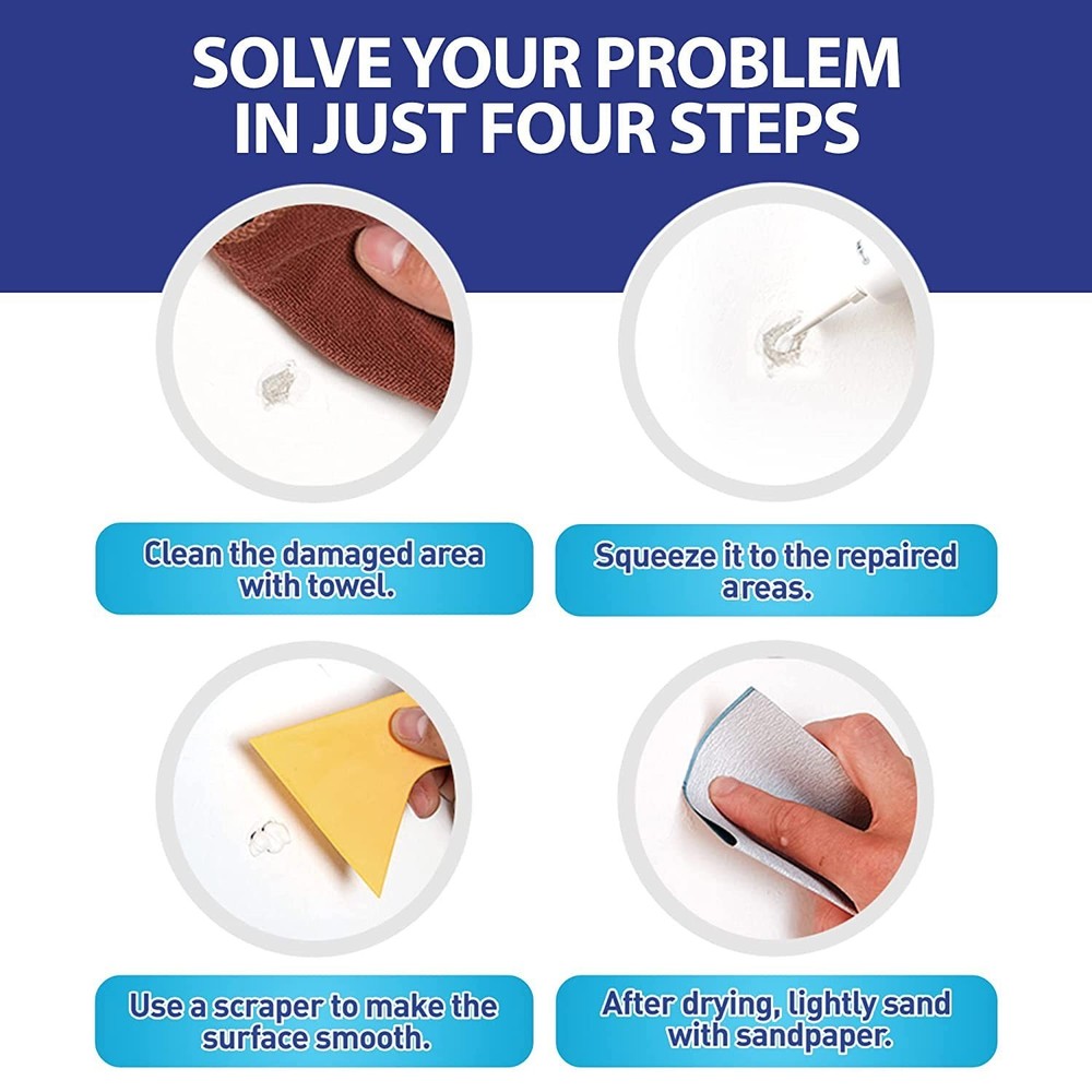 Revolutionary Wall Repair Solution: 2 Pack Easy-Use Mending Agents & Scraper