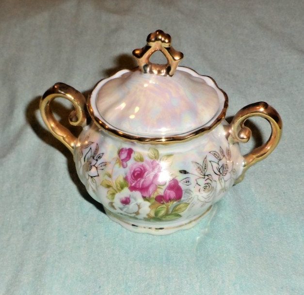 VINTAGE Fresh Iridescent China Tea Set-15 pcs-COMPLETE-Hand Painted Japan-BEAUTY