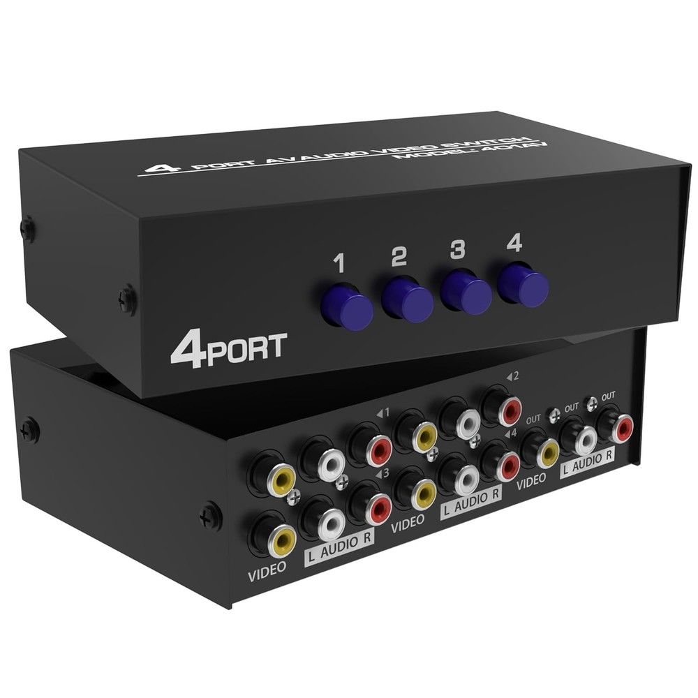 Audio Video RCA Selector Switch Box 4 Input 1 Output for DVD and Game Consoles