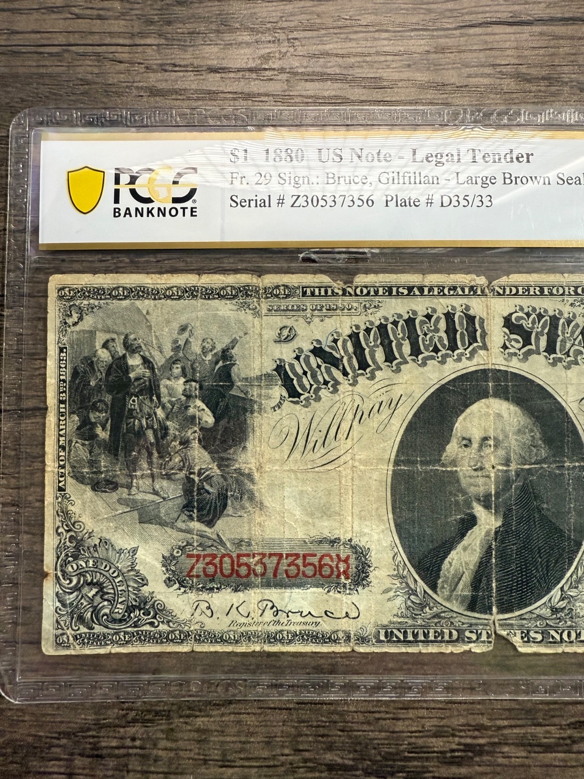 1880 U.S 1 Dollar Bill Note * Large Brown Seal! PCGS F12 * Very Rare * Awesome