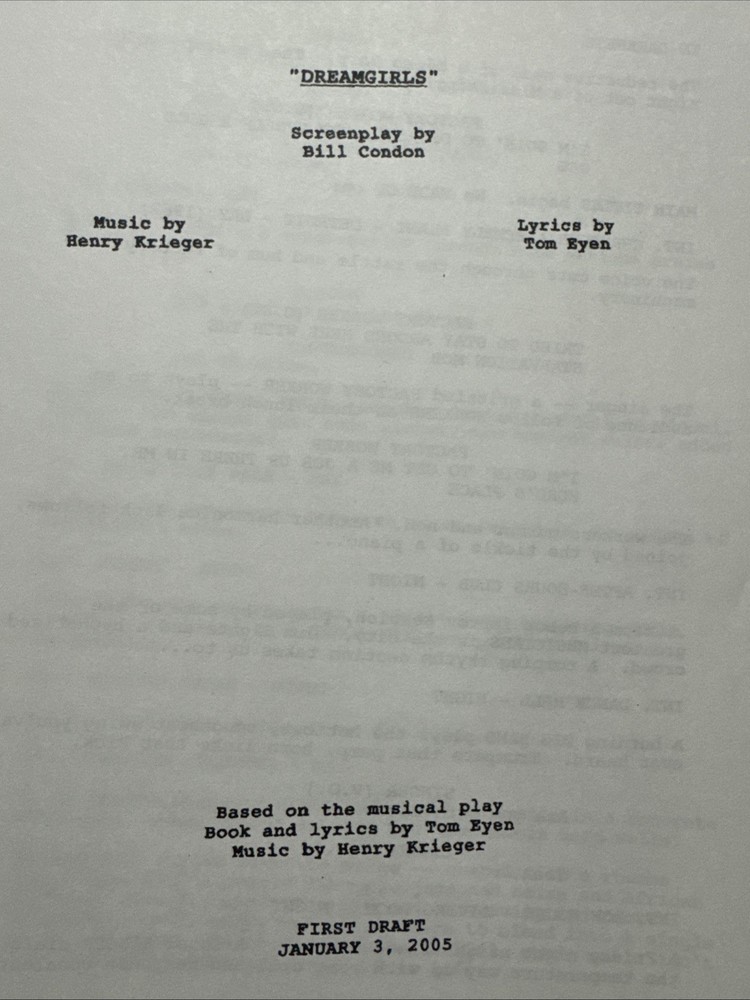 Dreamgirls Screenplay Script CAA 2005