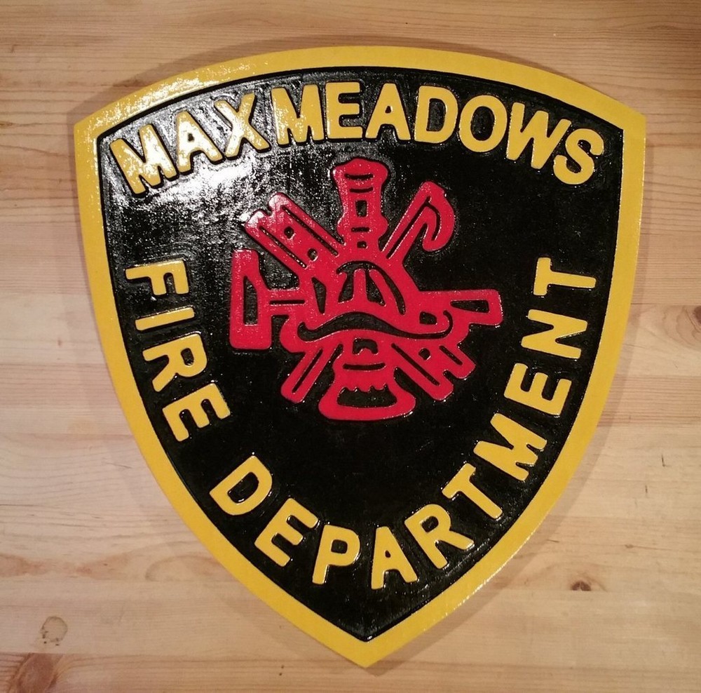 Fire Department Max Meadows 3D routed wood patch plaque sign Custom
