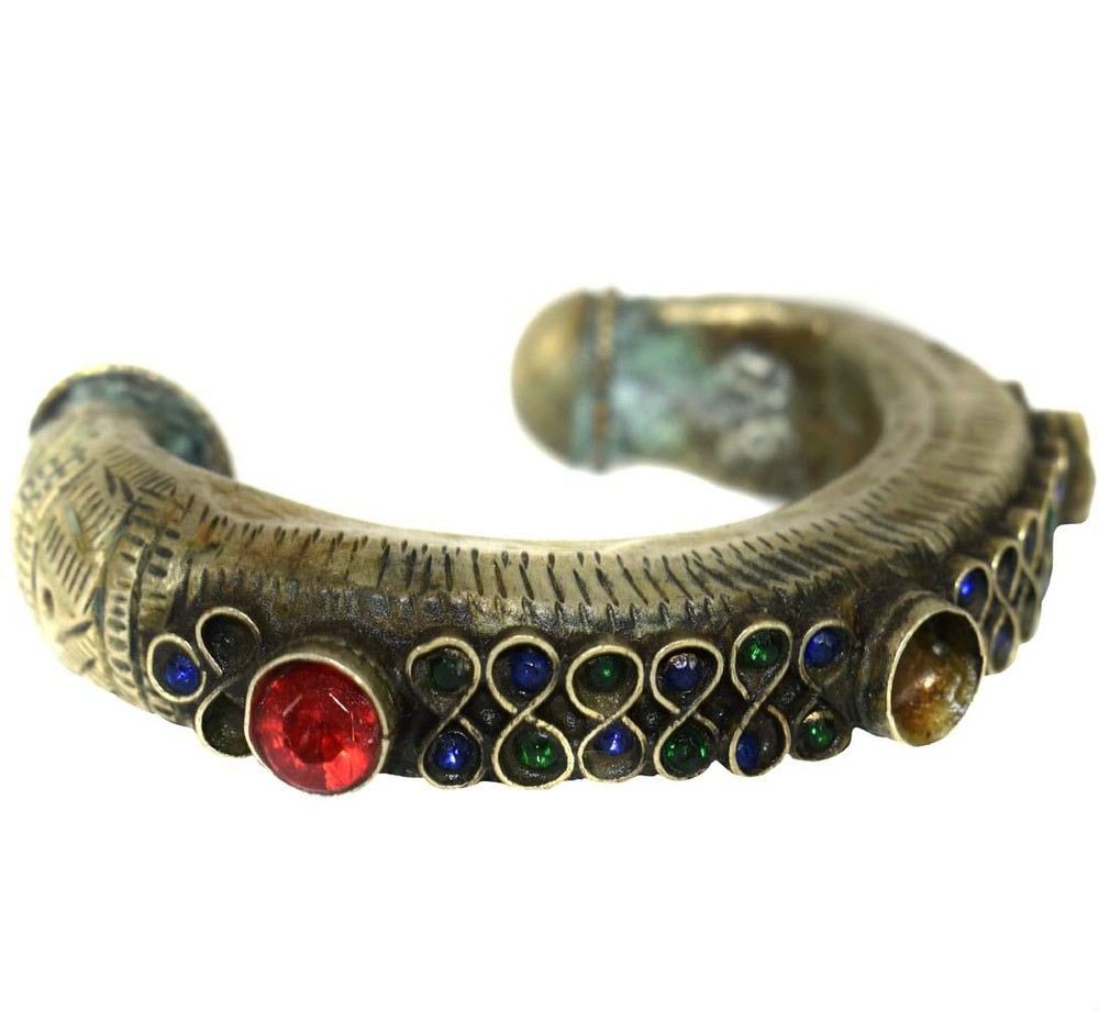 Tibetan Bangle Silver Stone Bracelet