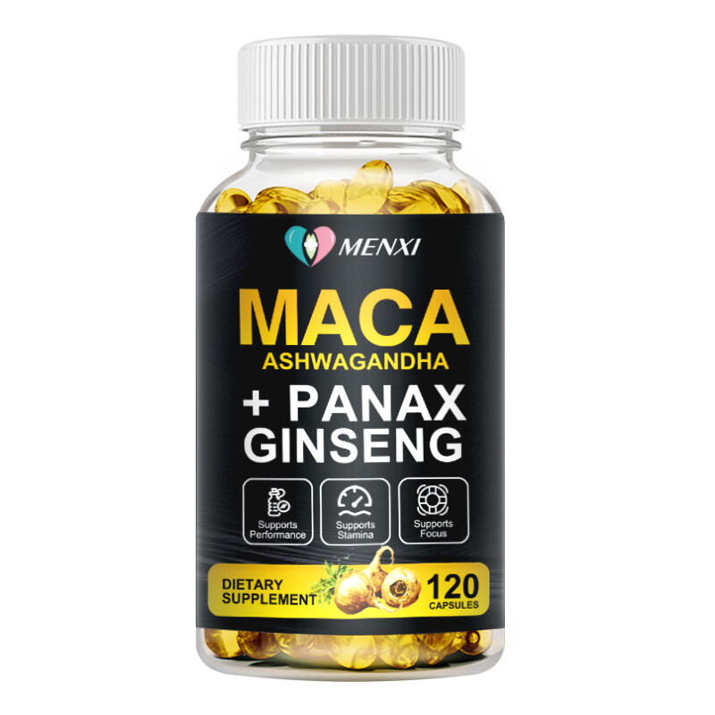 Ashwagandha Maca+ Panax Ginseng Capsules Peruvian Extract Organic Vitamins 120pc