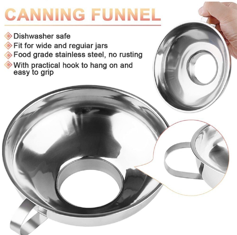 2-Piece Stainless Steel Canning Funnel Set for Mason Jars - Wide Mouth Funnel