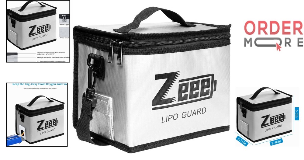 Fireproof Explosionproof Lithium Battery Storage Bag Large Capacity Safe Pouch