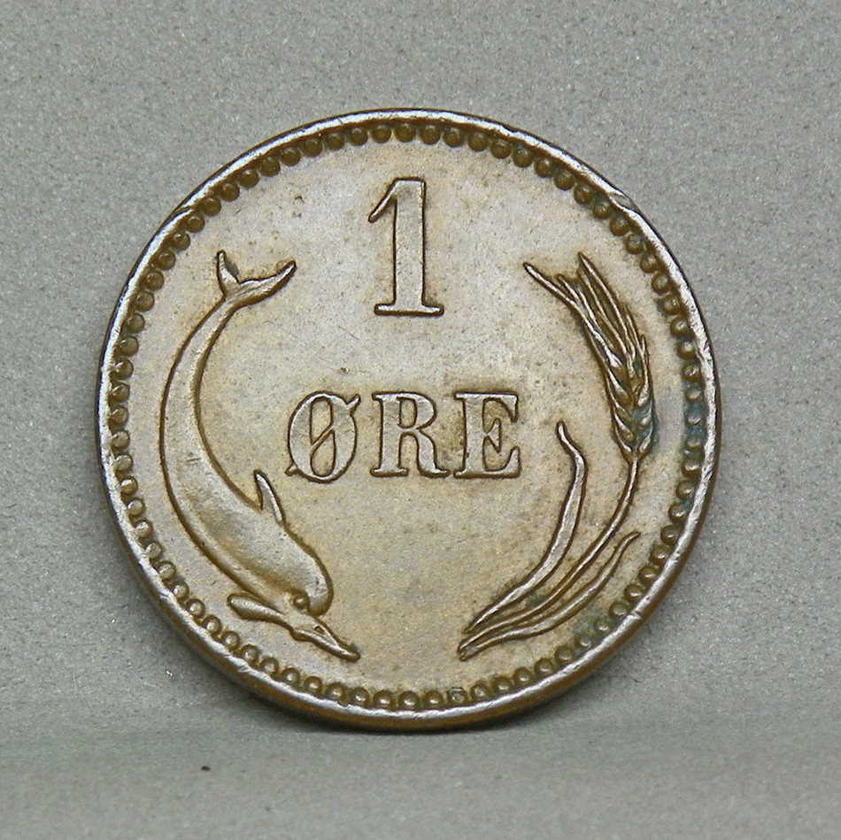 1891 DENMARK 1 ORE, AU-Unc
