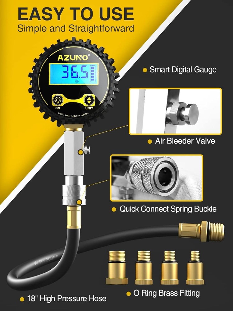 AZUNO Compression Tester Automotive, Digital Gauge Molded Case