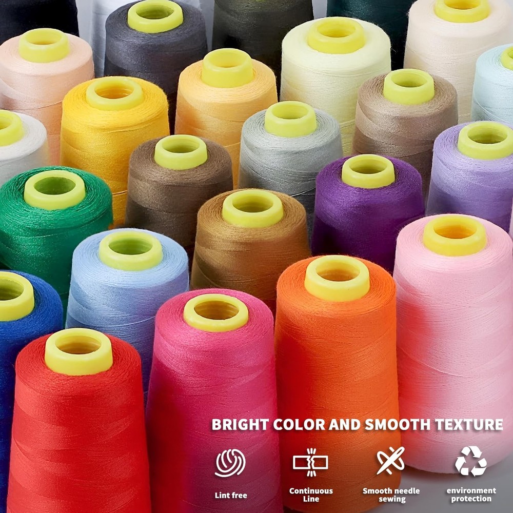 4 Pack 12000 Yards Total All-Purpose Polyester Sewing Thread Cones Khaki