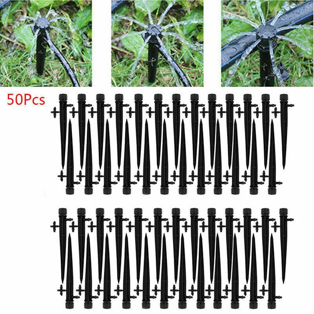 50Pack Adjustable Water Flow Irrigation Dripper Nozzle Stake Emitter Drip j