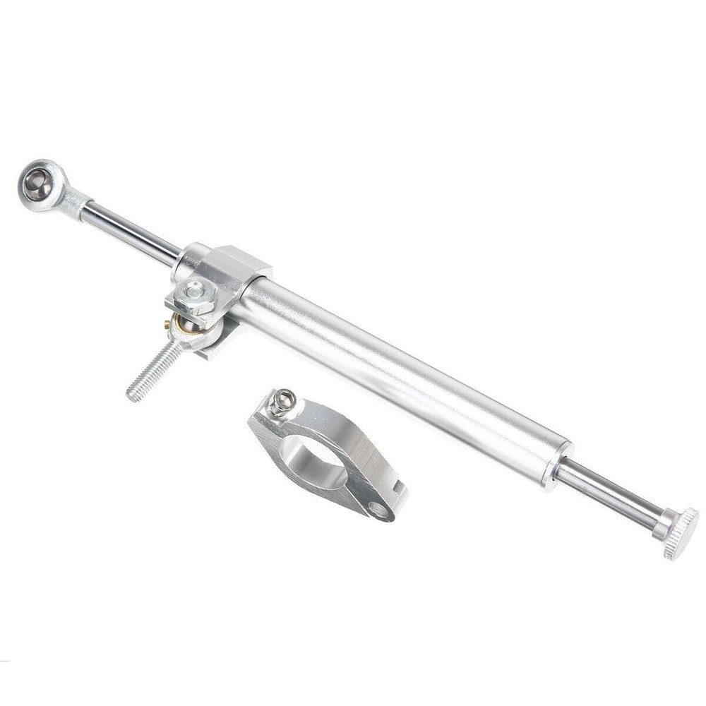 Universal Silver Stabilizer Steering Damper Fork w/ Bracket For Harley Honda
