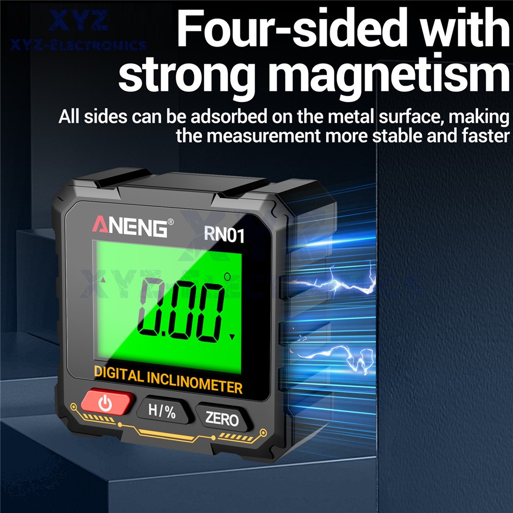 ANENG Digital Angle Finder Magnetic Protractor Level Box Inclinometer Tool 360°