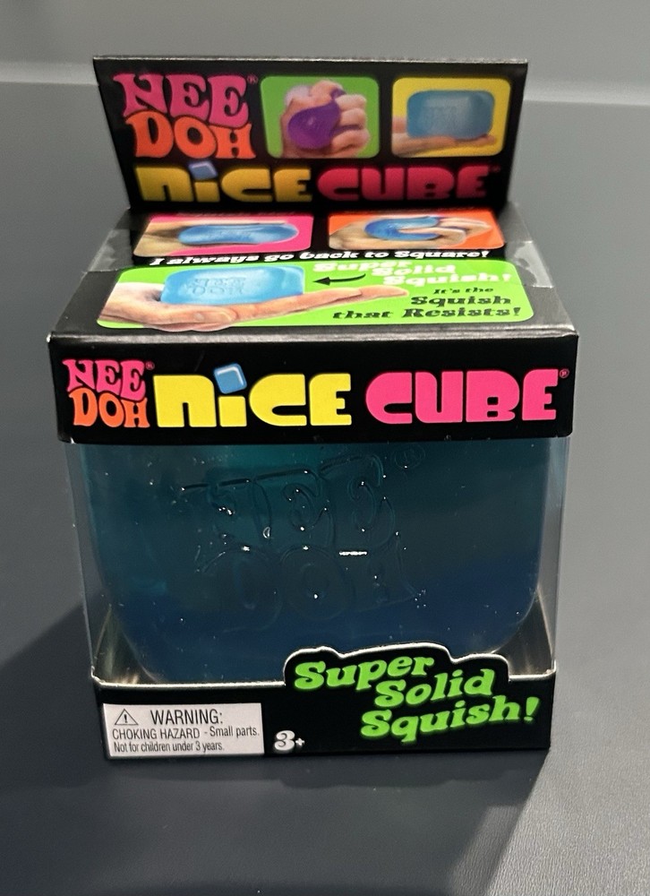 Nee Doh Nice Cube Super Solid Squish Blue Tactile Squeeze Toy Sensory