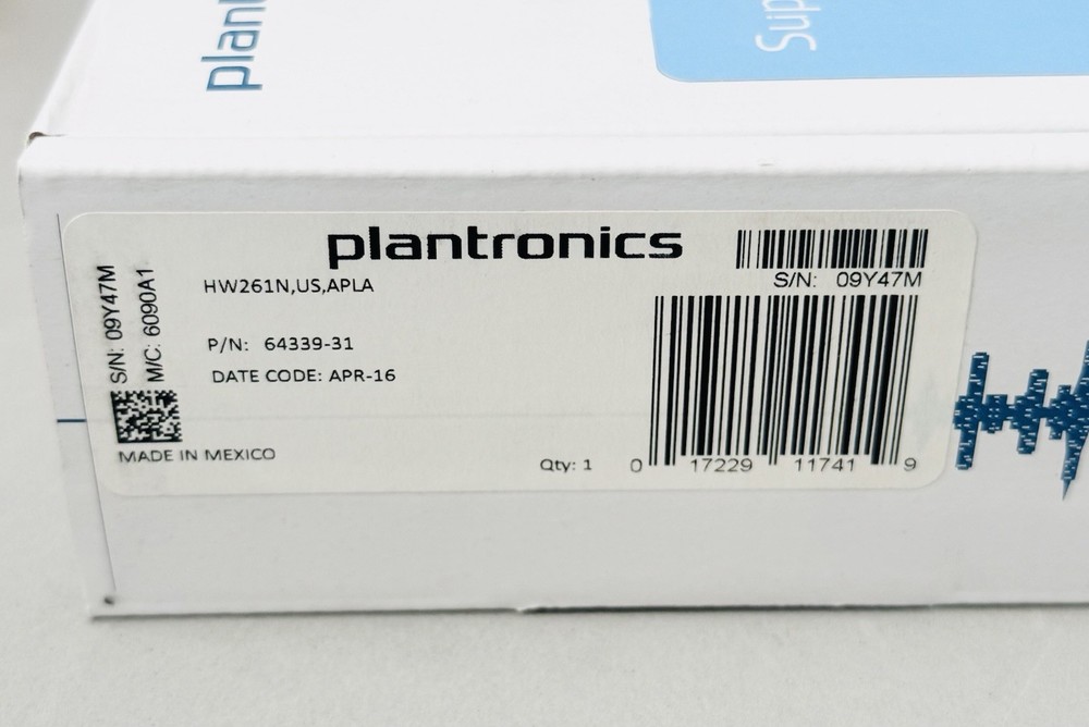 Plantronics SupraPlus HW261N 64339-31 Headset