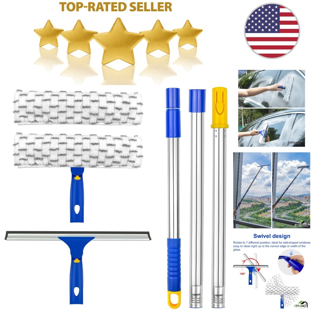 Extendable Window Cleaner with Microfiber Pad