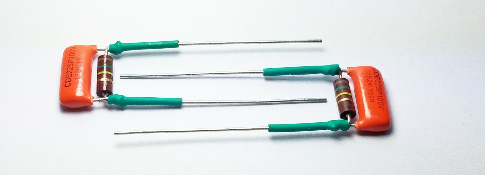 Treble Volume Bleed Circuit Kit .0015uf Orange drop cap 150k Allen Bradley 2pcs