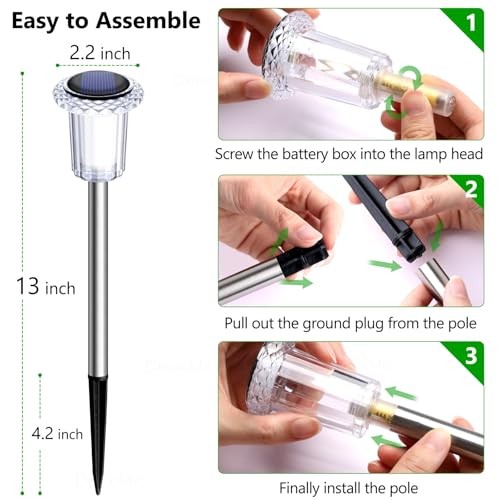 Solar Lights Outdoor 10 Pack Waterproof 6000K Cold White LED Cold 10Pack