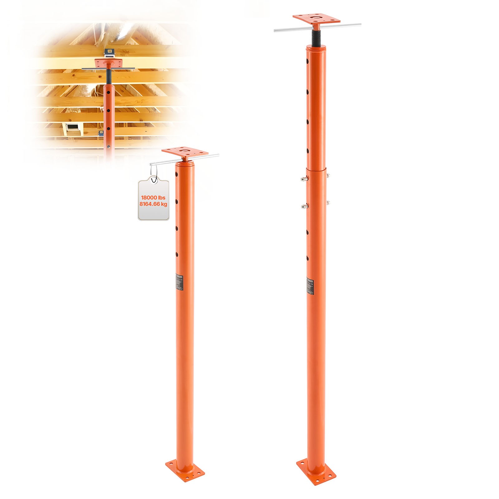 VEVOR House Floor Jacks Adjustable Floor Jack Post Leveling Lift 2PCS 53-93 Inch