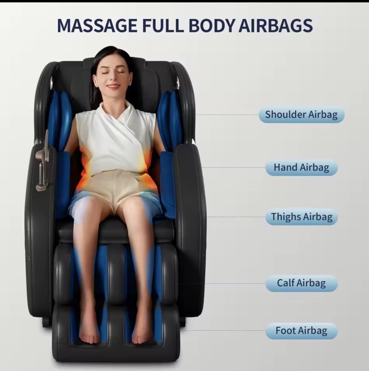 Full-Body Zero Gravity Massage Chair with Deep Tissue Rollers, Lcd, Touchscreen