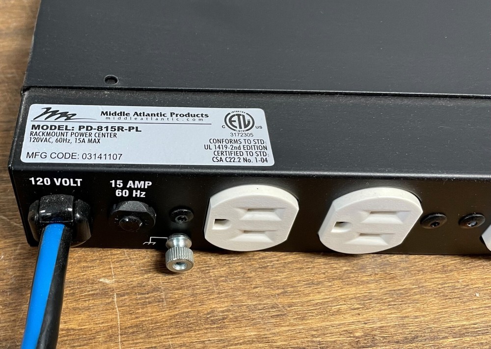 Middle Atlantic PD-815R-PL Rackmount Power Center