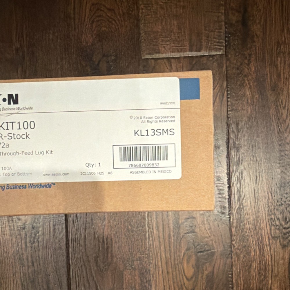 Eaton LUGKIT100 Main or Through-Feed Lug Kit 100A KL13SMS Rectangular Box