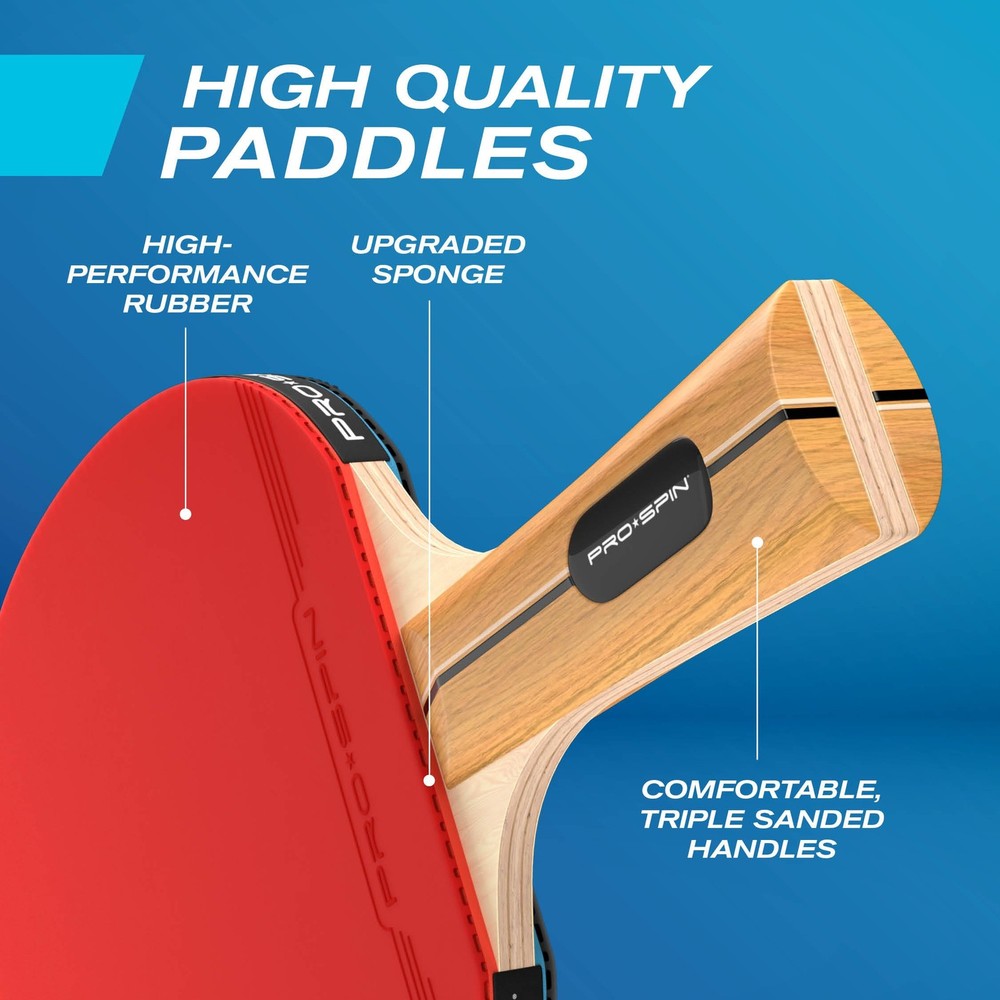 PRO-SPIN Portable Ping Pong Set with 2-Player Set, | Active Red