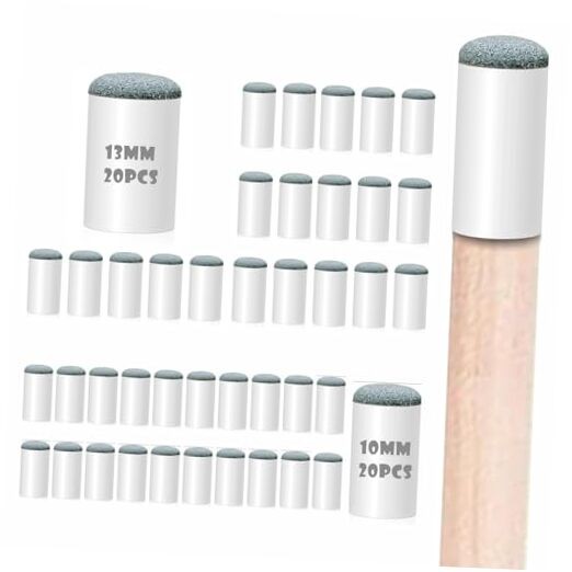 40pcs Slip On Pool Cue Tips，Premium Replacement Pool Cue Tips ，2 Sizes Pool