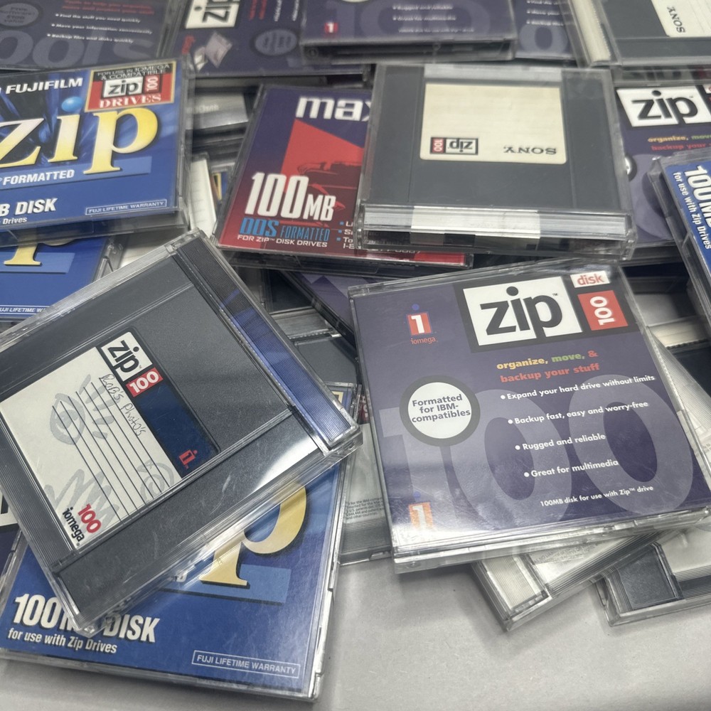 Iomega Zip 100 USB Drive Tested + 38 Disks + Parallel Drive Bundle w/ Cables