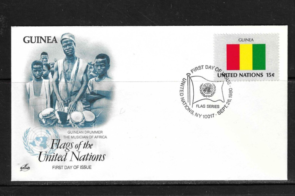 United Nations SC # 329 Guinea / Flags Of UN . Artcraft cachet