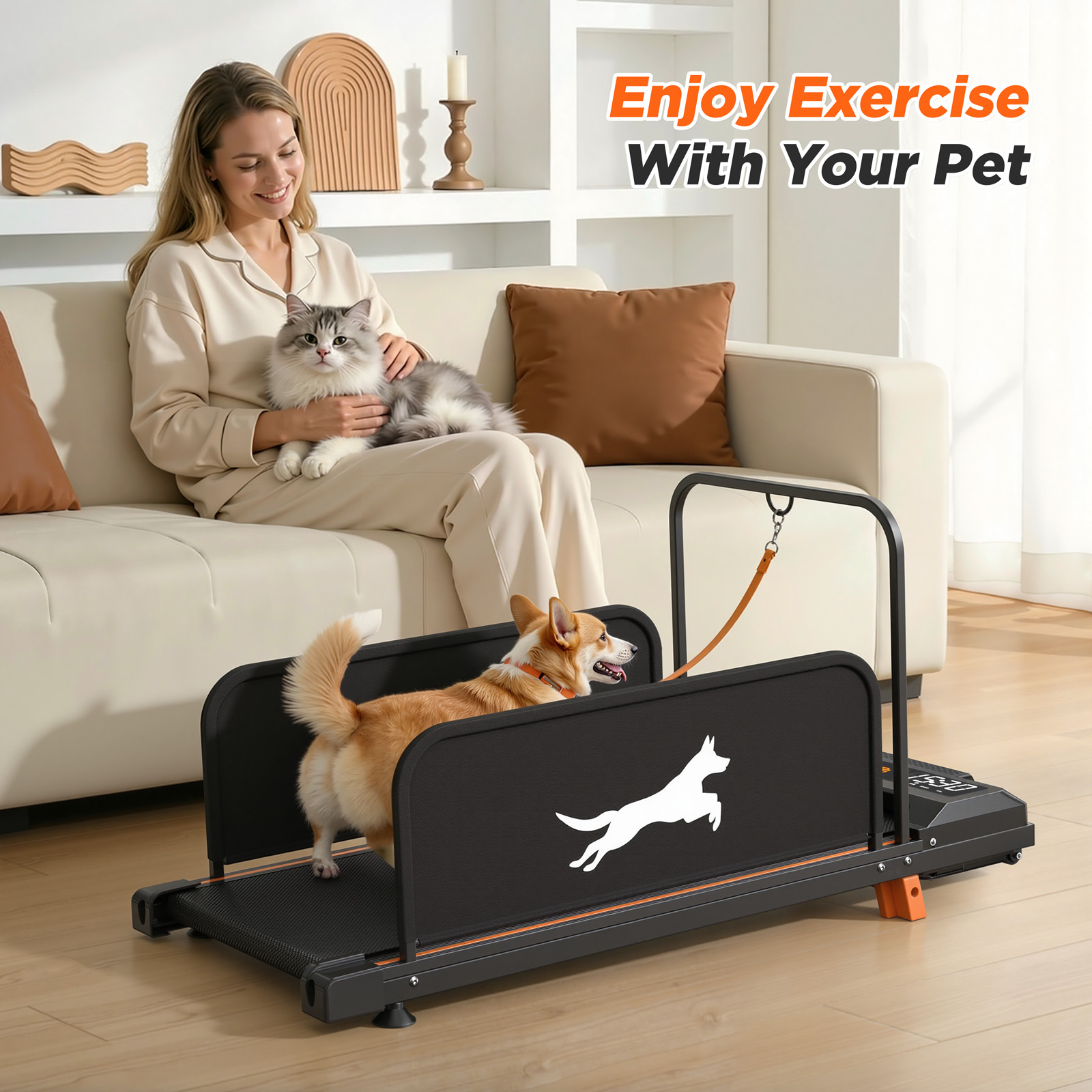 2 in 1 Dog Treadmill for Small Medium Dogs Pet Running Machine w/ Remote Incline