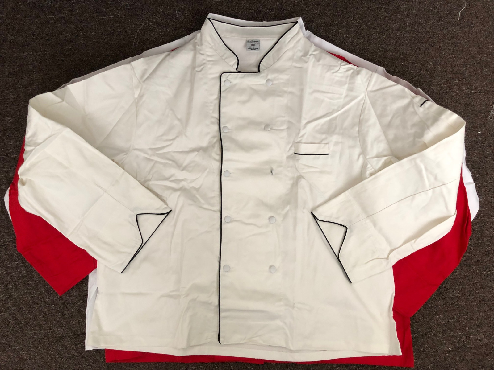 Chef jacket coat small medium large Xl 2x 3x 4x 5x red white brown cook NEW