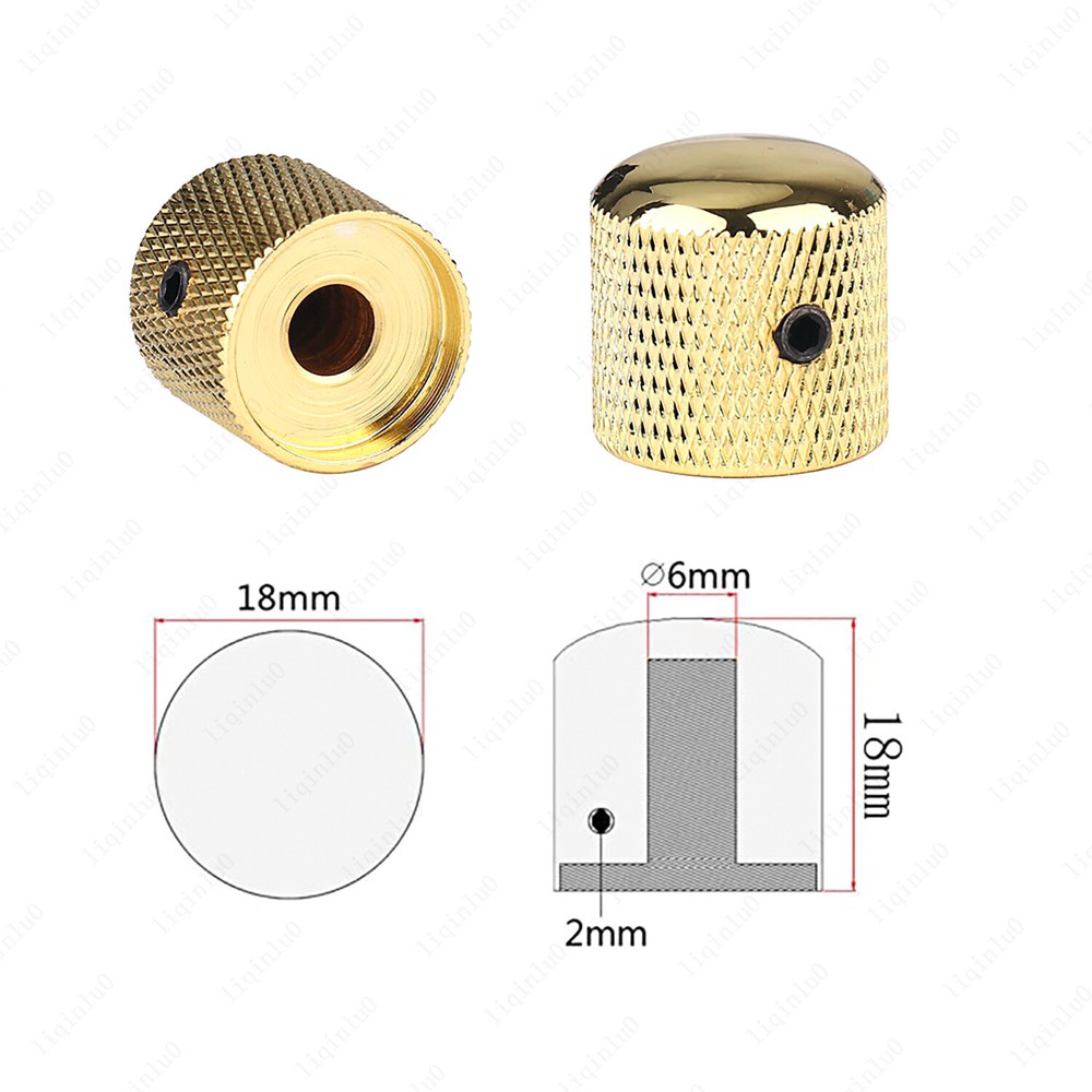 1-4Pcs Solid Shaft Metal Guitar Metallic Control Knobs - Volume / Tone- 6mm Hole