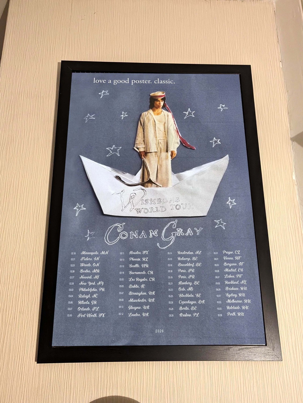 Conan Gray Wishbone World Tour 2026 Poster, FAST SHIP