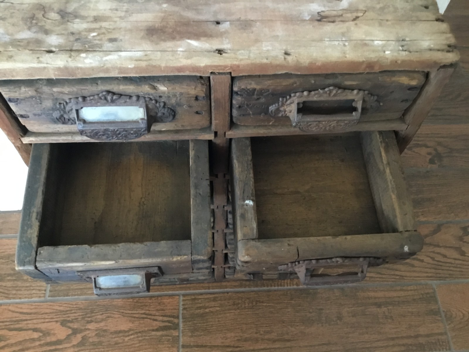 ANTIQUE APOTHECARY / HARDWARE STORE 14 DRAWER WOODEN CABINET "LOOK"