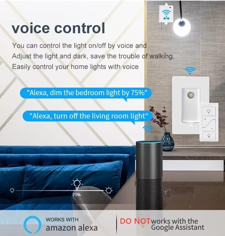 Used Wireless Dimmer Switch and Receiver Kit 3-Way remote control Work Alexa