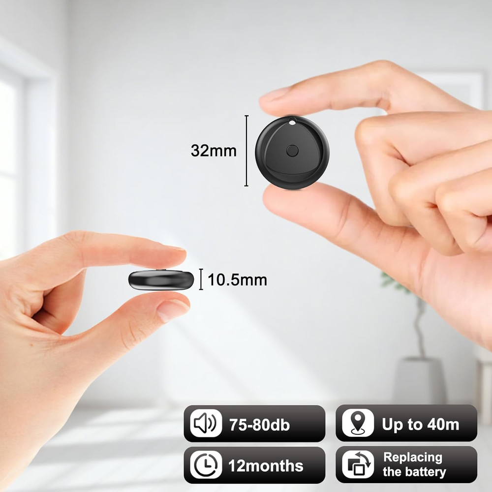 Tracker Tags-4 Pack Work with Apple Find My (iOS Only), [Apple MFi Certified] Ke