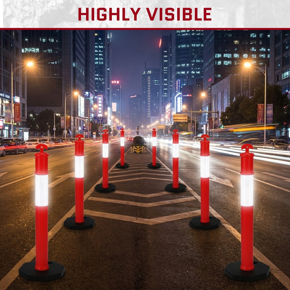 3 Pack 45" Traffic Delineator Post Cone with Base for Traffic Control Warning