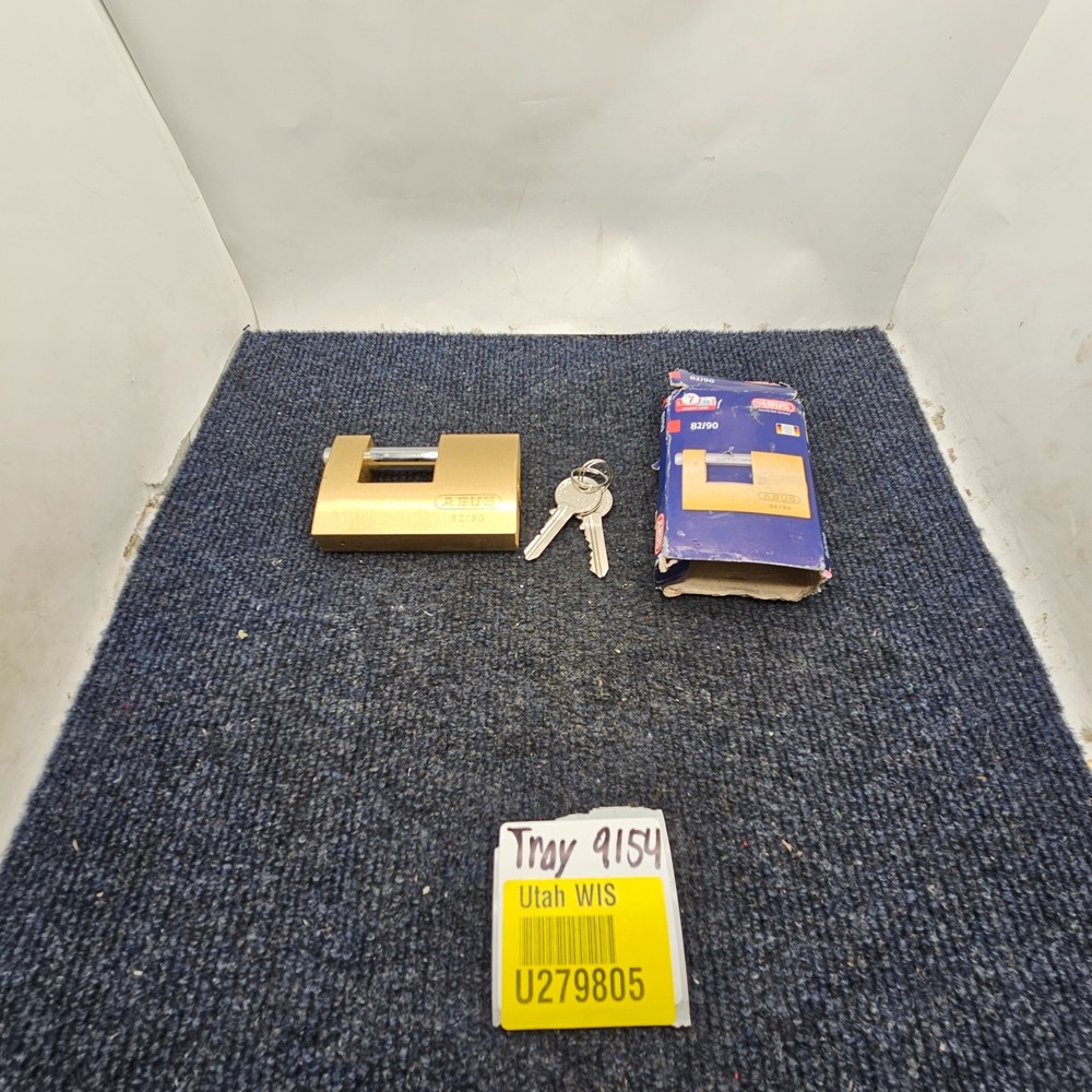 ABUS 3TMV1: 82/90 Monoblock Brass Shutter Padlock Keyed Alike Rectangle, Yellow