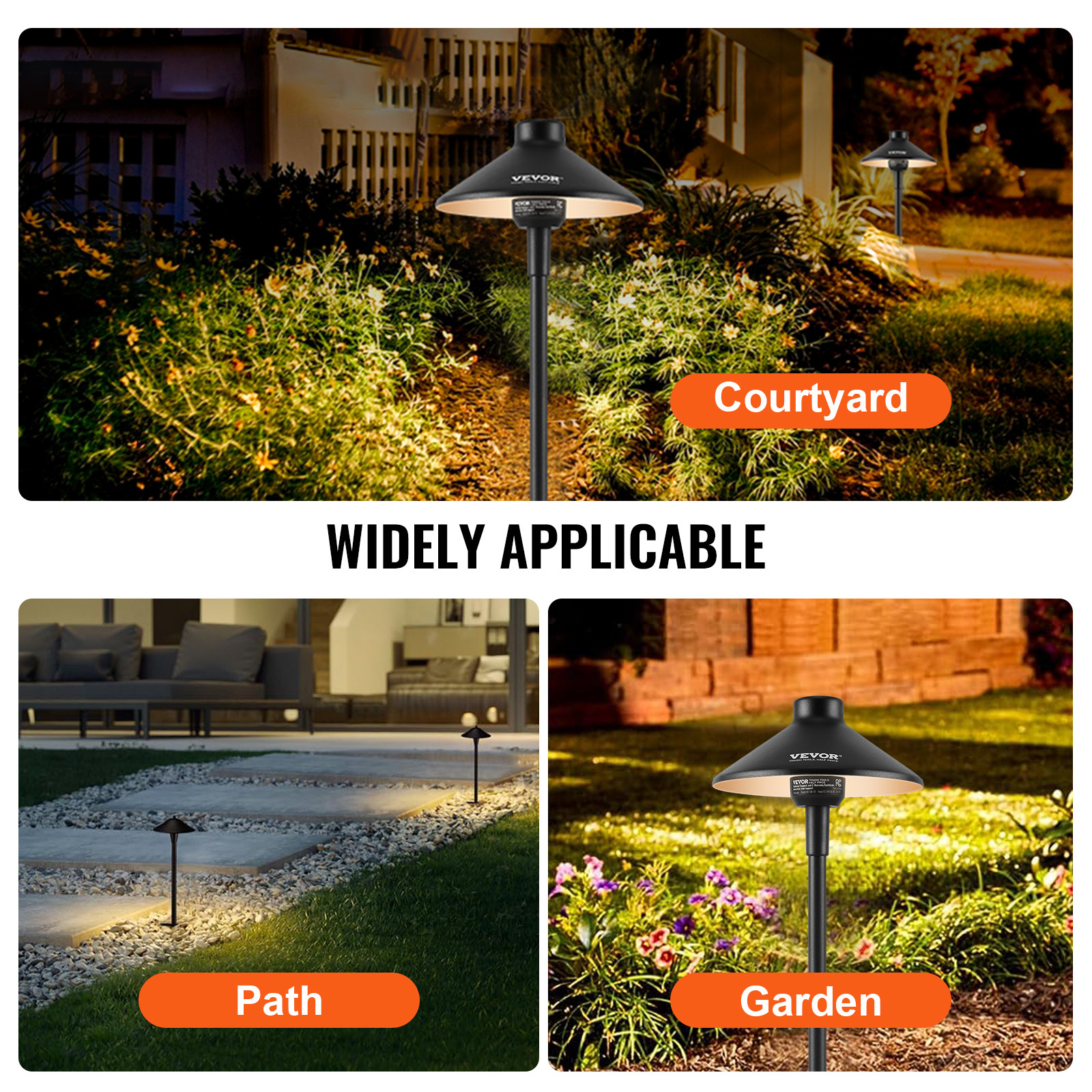 VEVOR 12 Pack Low Voltage Landscape Path Lights 12-24V Outdoor LED Pathway Light