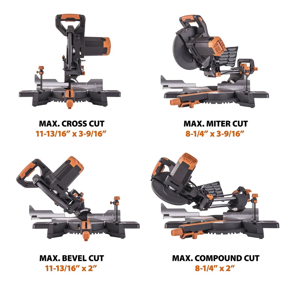 Evolution R255SMS+: Single Bevel Sliding Miter Saw With 10 in. Multi-Material Cu