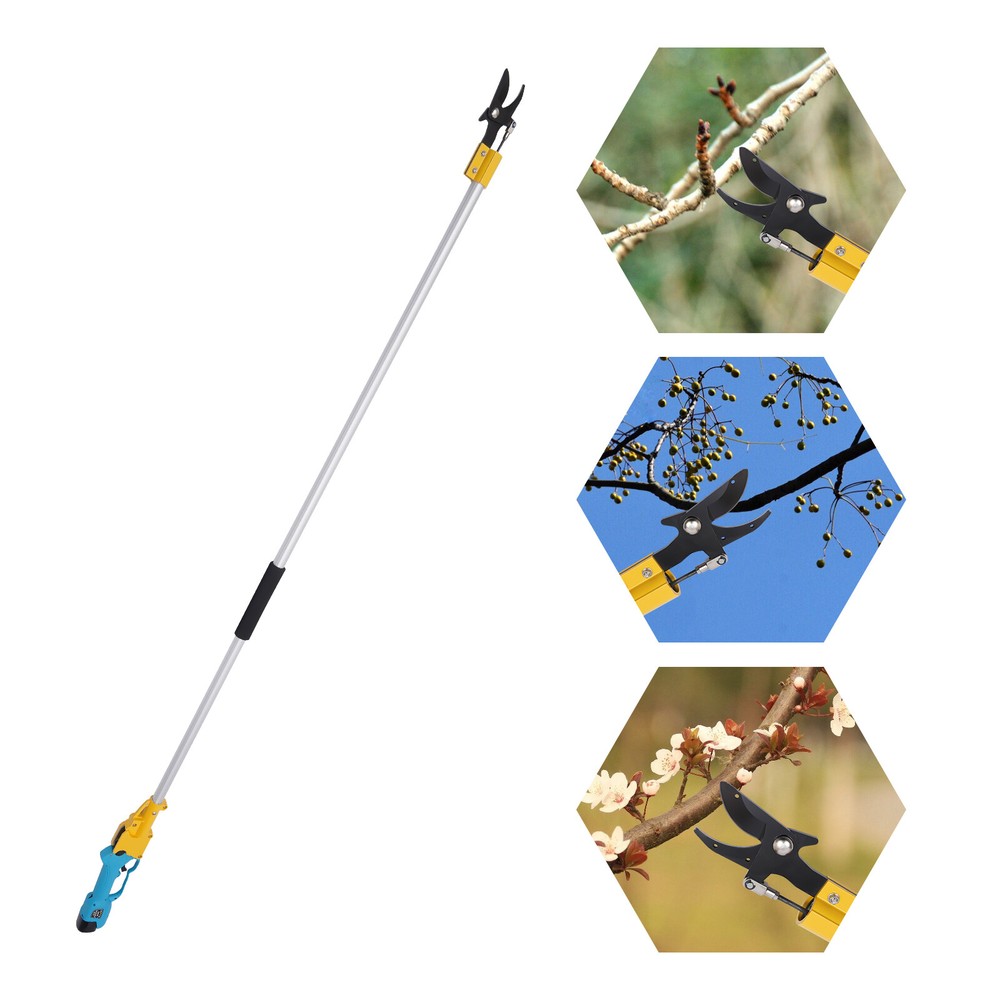 Electric Pruner Cordless Pruning Shears Extension Pole With 2 Lithium Battery US