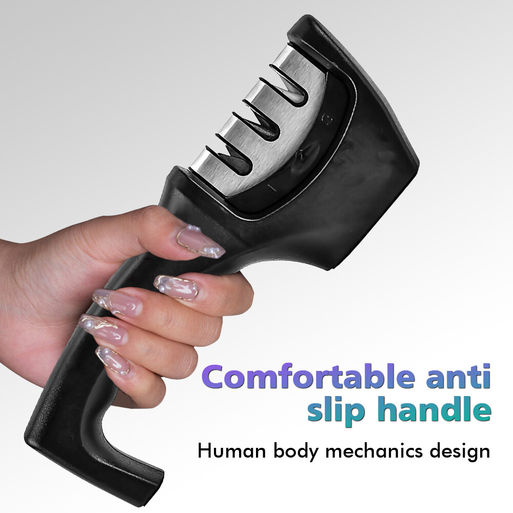 Knife Sharpener Professional Ceramic Tungsten Kitchen Sharpening System 3 Stage