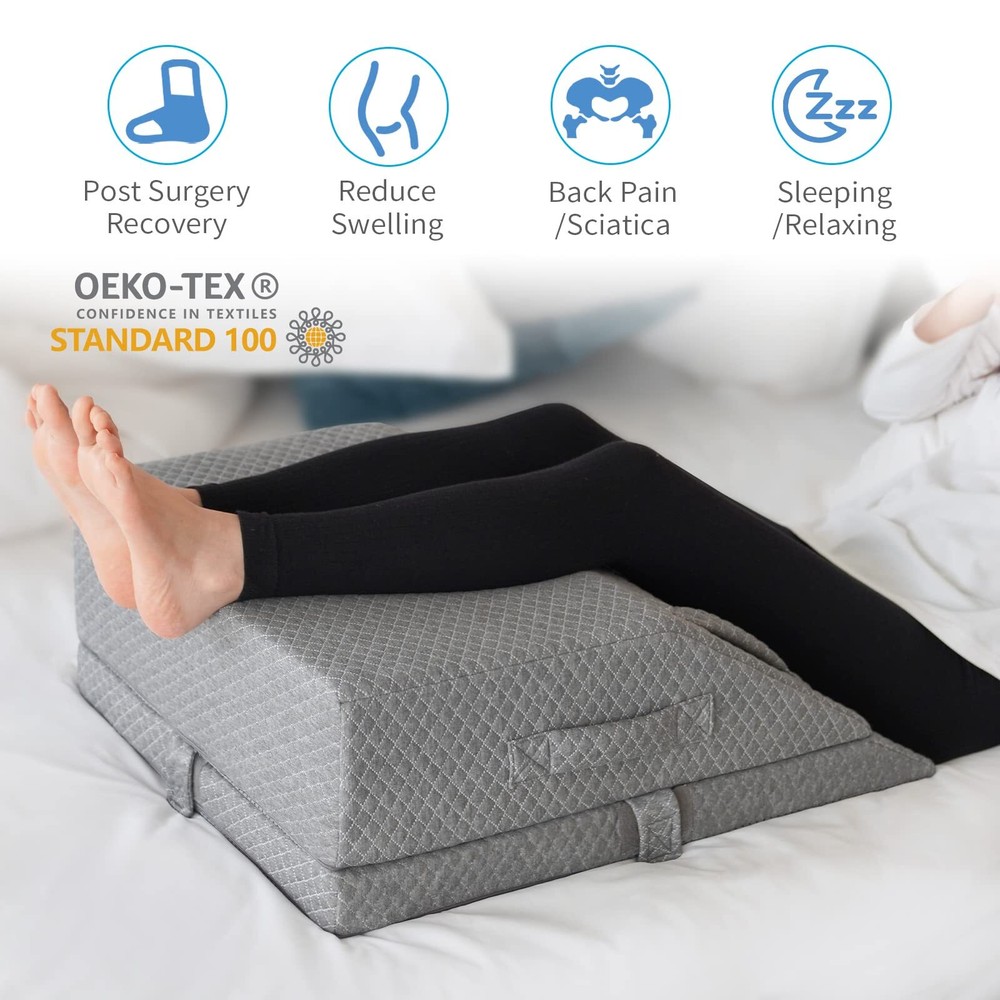 Adjustable Leg Elevation Pillows for Swelling Cooling Gel Memory Foam Wedge P...