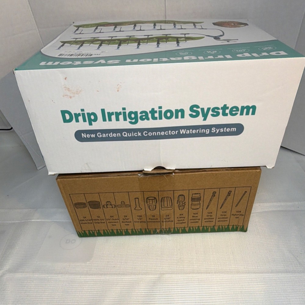Complete Drip Irrigation Kit Quick Connector Adjustable Flow 28 Emitters Garden